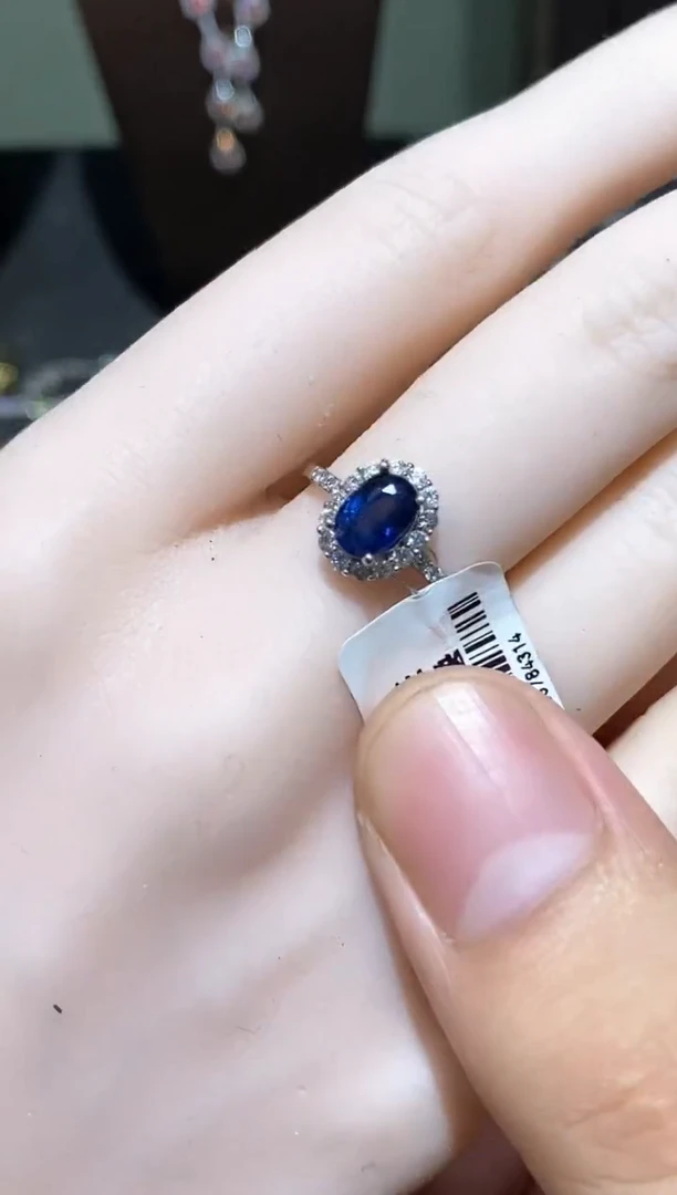 戒指蓝宝石银S925镶嵌戒指