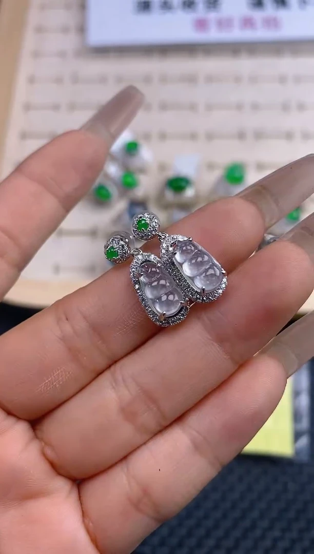 定制翡翠银S925镶嵌天然翡翠蛋面106