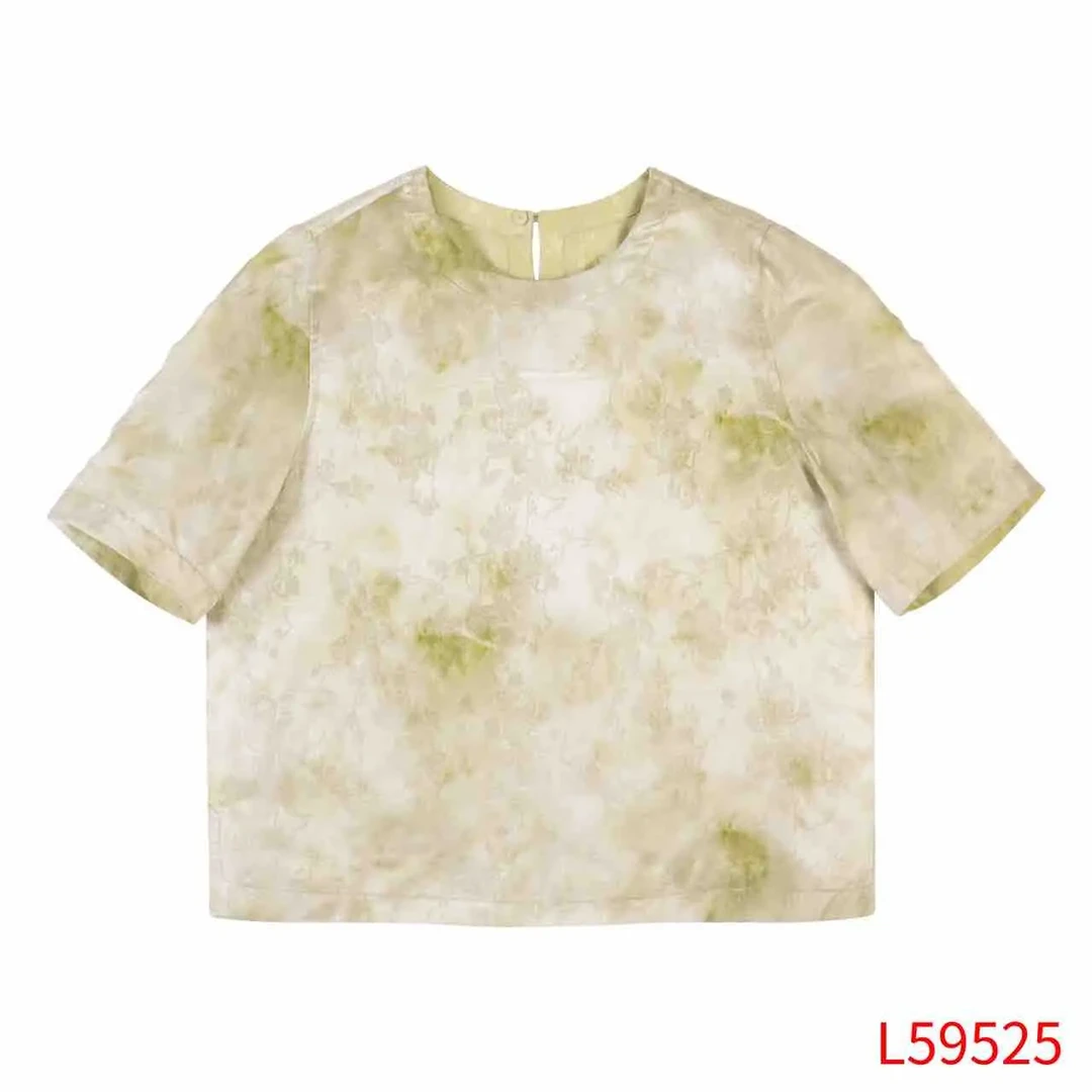 芹 新中式风  59525 香云纱提花 淡绿色 上衣