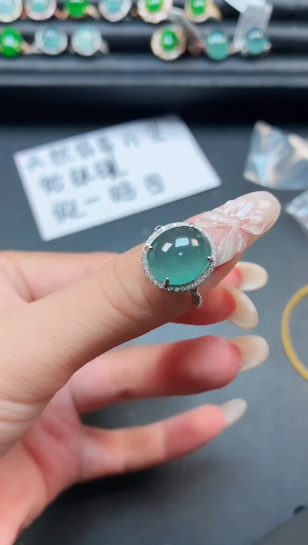 翡翠戒指银S925镶嵌11111