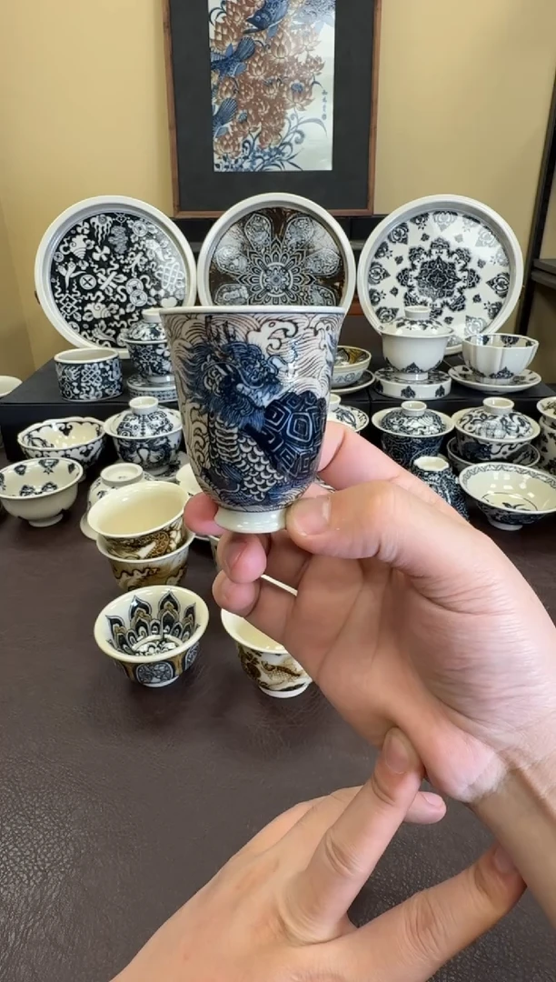 大*二号釉海浪龙龟闻香杯