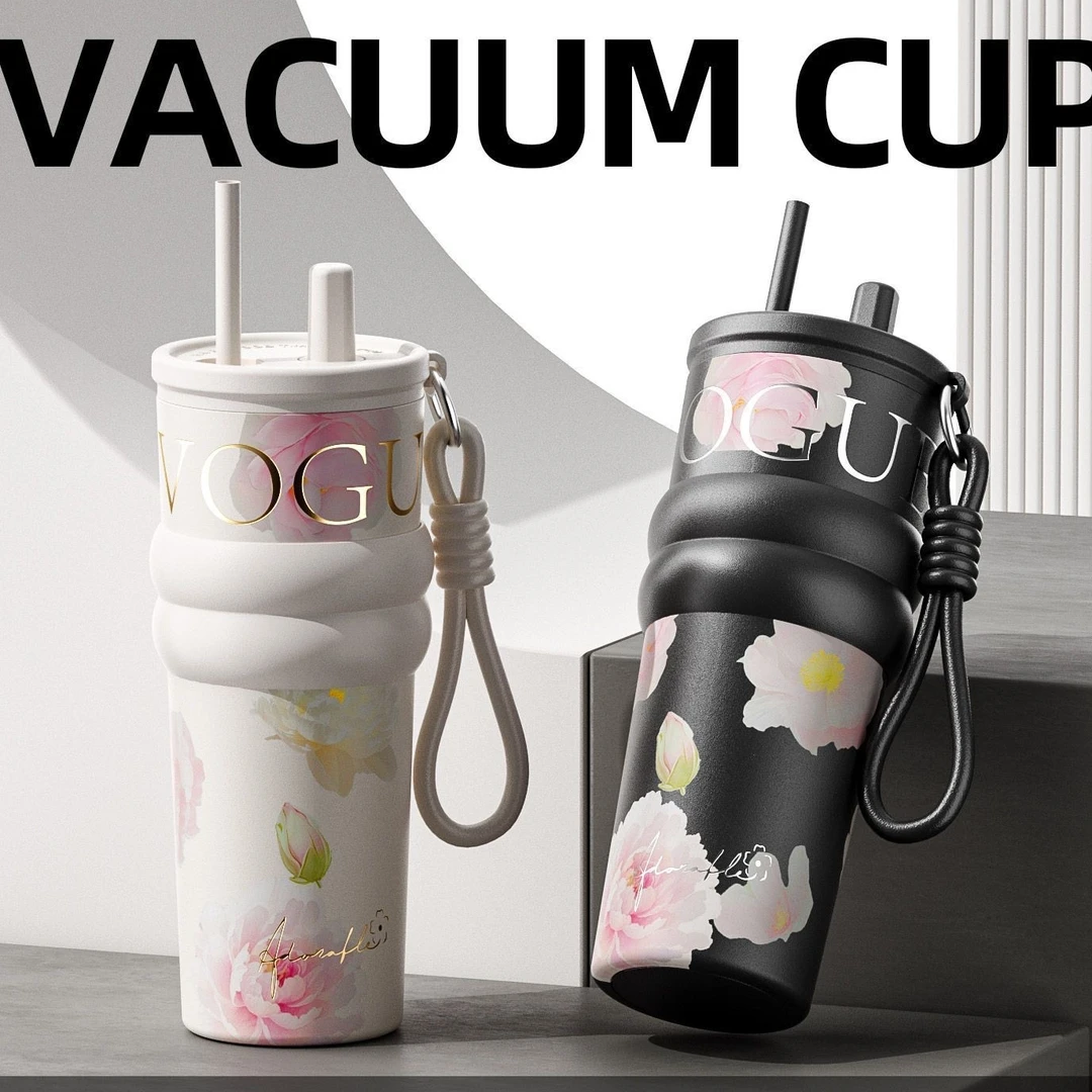 【大妮专属】繁花316不锈钢咖啡新款保温杯吸管随行杯陶瓷内胆杯