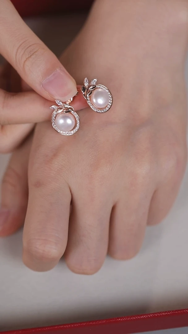 银S925镶嵌淡水珍珠耳饰【无包装】