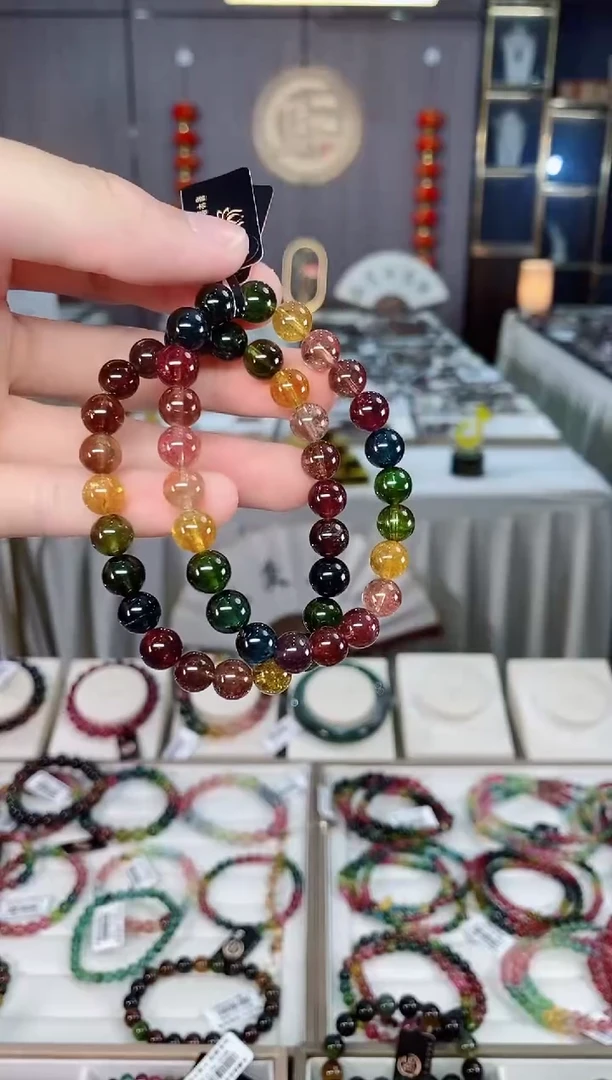 未镶嵌收藏级老矿碧玺单圈手串8mm+碧玺xion多样性发货一条