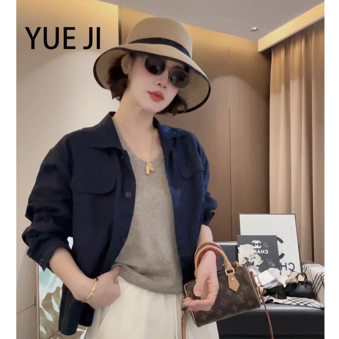 YUE JI 春夏薄款麻料外套休闲气质宽松百搭宽松防嗮衬衣 2502-059