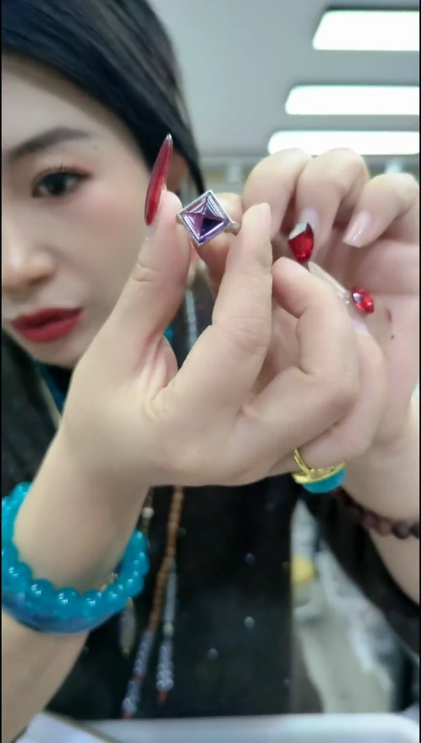 【闪购商品】水晶戒指合金1076紫水晶塔塔戒指