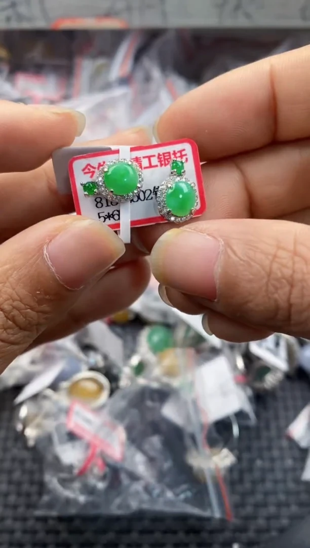 银S925镶嵌戒指翡翠222---1