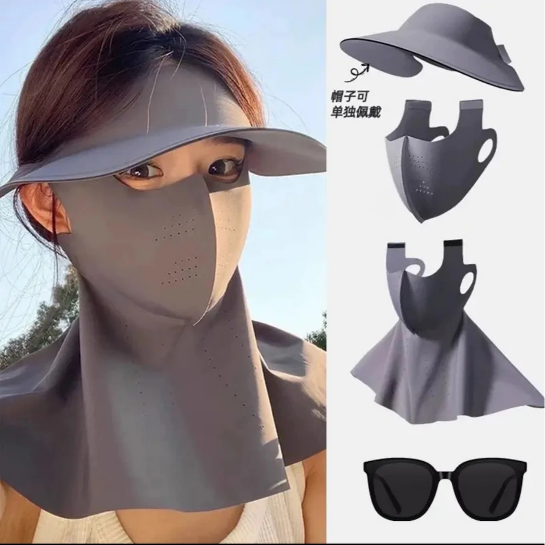 【拍一发四】面护帽三合一可拆卸全脸无痕帽防晒口罩防紫外线脸基尼