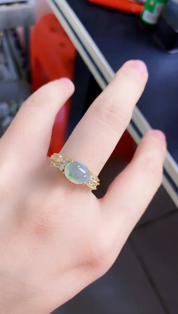 翡翠戒指银S925镶嵌456849