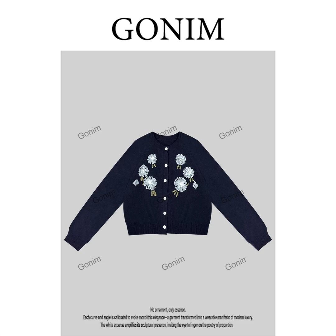 Gonim· "蒲公英开衫‘2025早秋时尚气质毛针织衫百搭上衣女