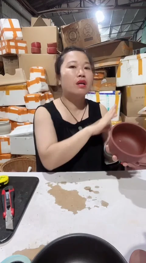 明显瑕疵口椭圆紫砂大内胆