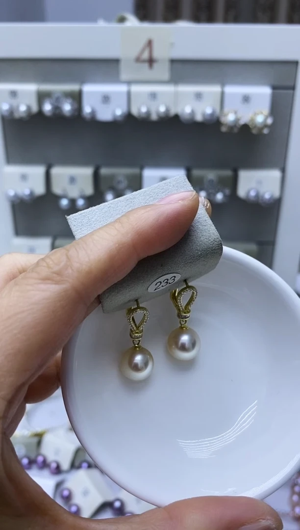 银S925镶嵌海水珍珠耳饰233