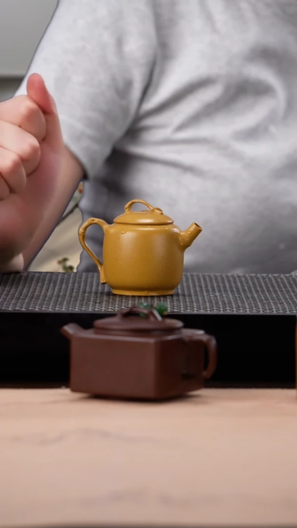 茶壶紫砂黄金段竹叶贴绘竹趣100cc