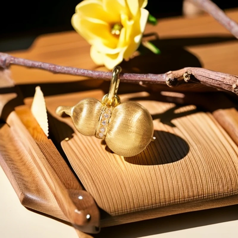 【千源】18K拉丝葫芦吊坠轻奢时尚 赠链