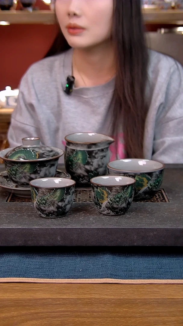 简装家用款5件套 老陶泥开片纹陶瓷茶具