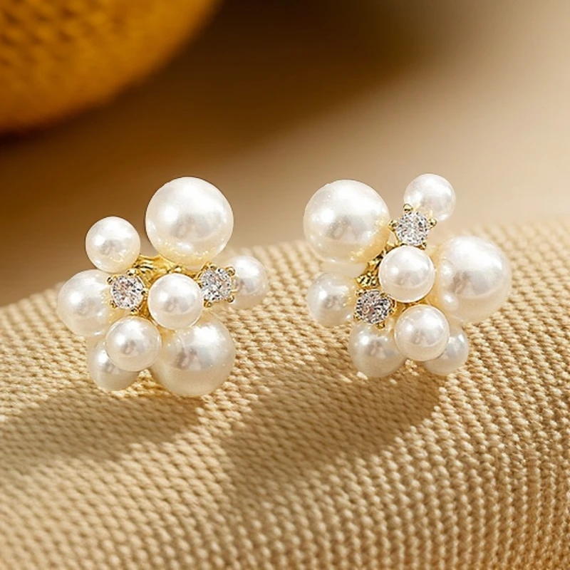 合金仿珍珠耳饰 新款繁星优雅耳钉耳饰女【款号183*】