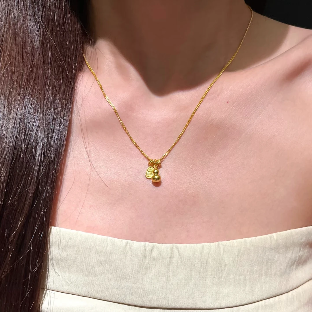 铜合金项链 新中式古法葫芦项链精致轻奢百搭毛衣链锁骨链送女友