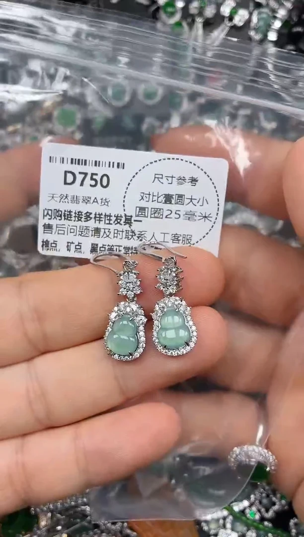 颈饰未镶嵌翡翠D750耳钩