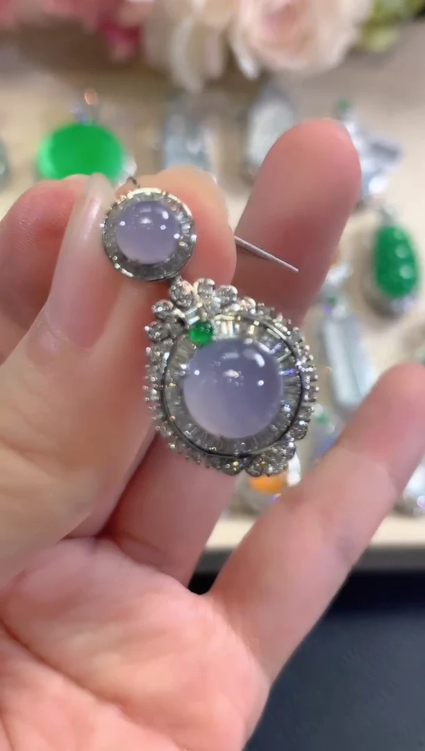 吊坠(不含链)18K金镶嵌翡翠春日珠宝 C98 紫货有色差