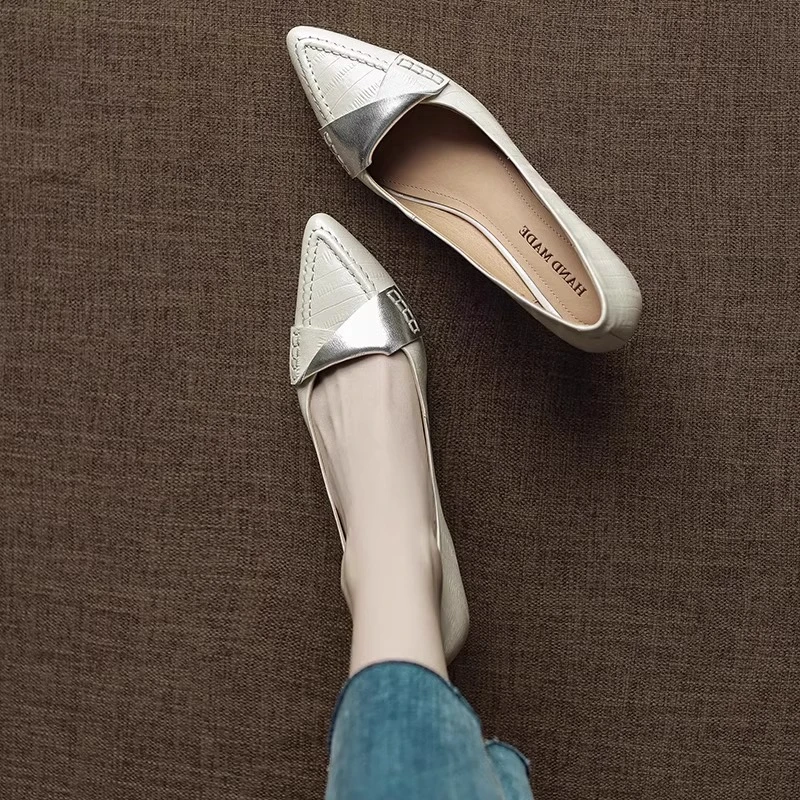 断码清仓羊皮通勤尖头单鞋女细跟2025新款真皮法式百搭春秋高跟鞋