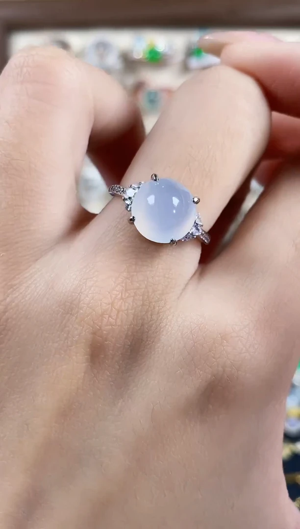 银S925镶嵌戒指翡翠 天然A货翡翠41