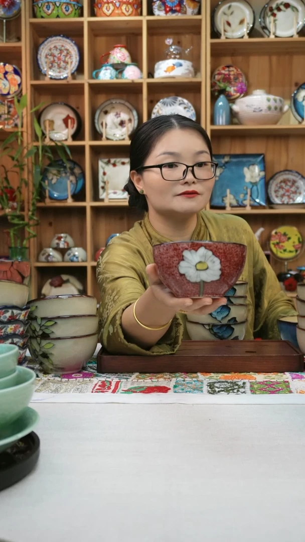瓷片农**妈小可高温陶瓷餐具一组6只米饭碗