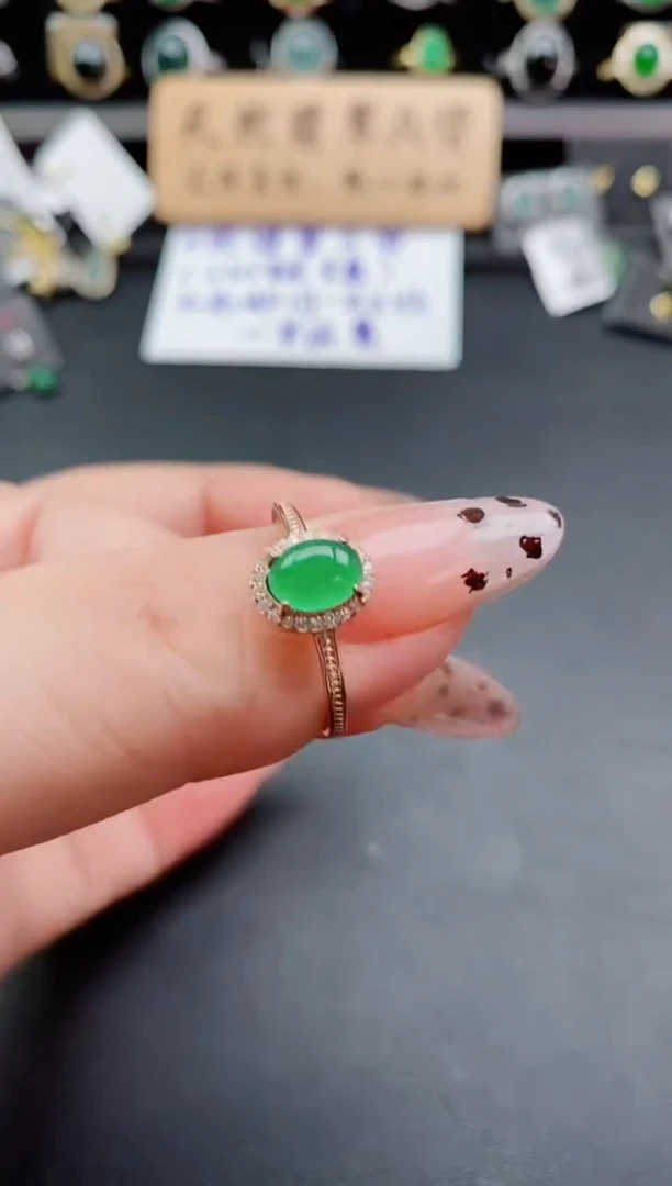 银S925镶嵌戒指翡翠1
