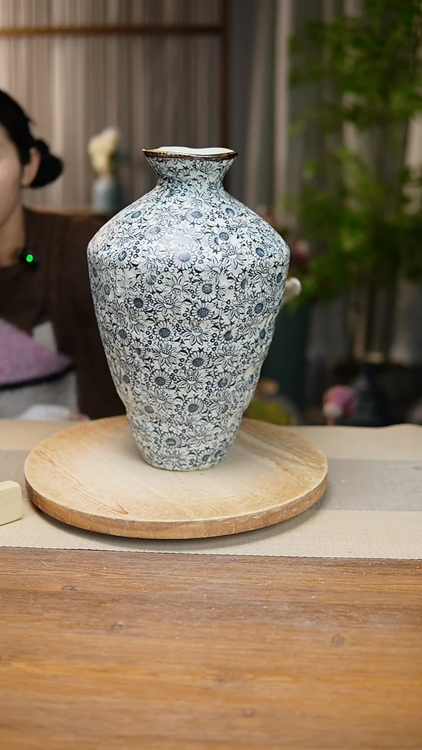 【闪购商品】陶瓷花器青花瓷向日葵高脚