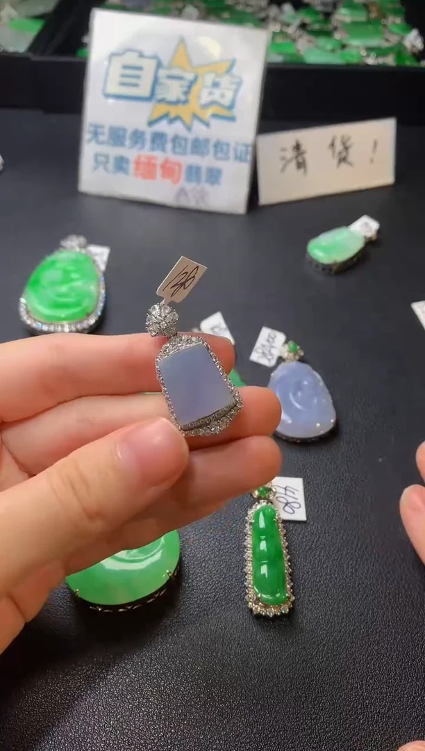 银S925镶嵌翡翠耳饰翡翠