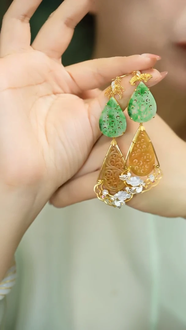 【闪购商品】翡翠耳饰银S925镶嵌支持48小时鉴赏