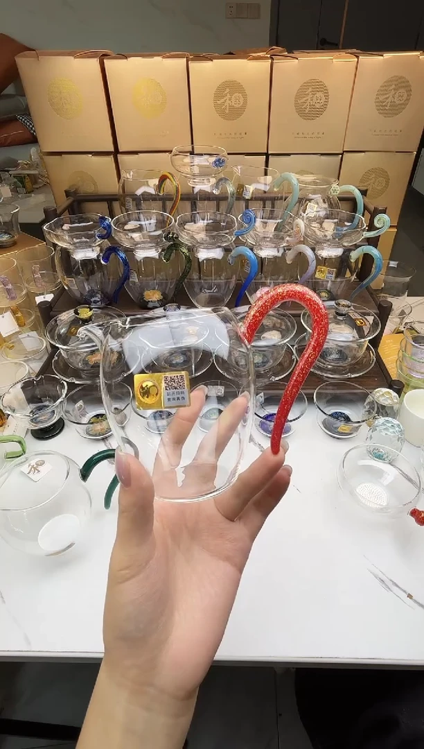 手工艺品玻璃木**森禾器 怡然茶海红金 普通盒