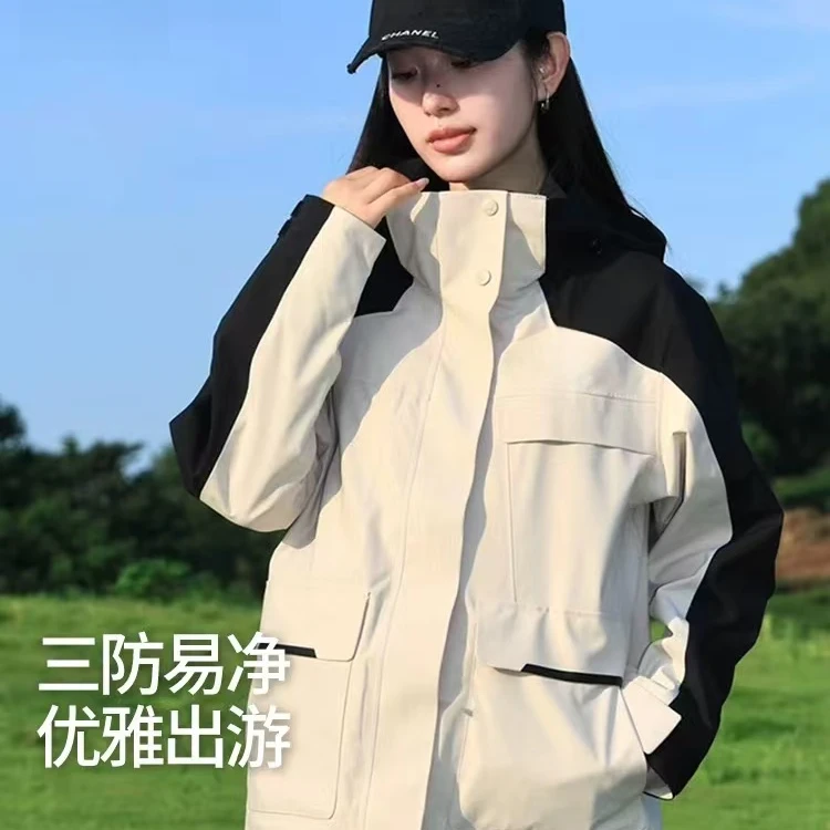 静姐~休闲加厚时尚宽松拼接保暖短款外套0078