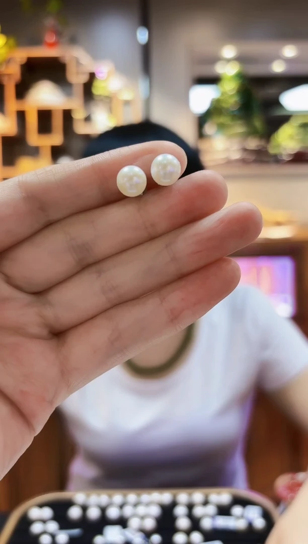 合金淡水珍珠耳饰耳钉7+