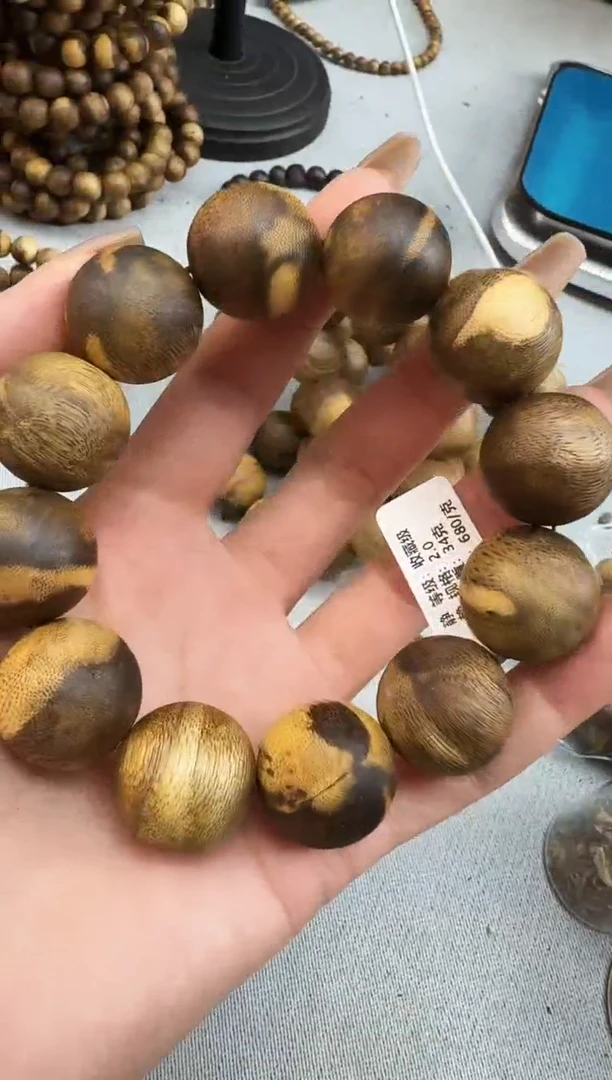 沉香手串2034白棋圆珠单圈多样性发一