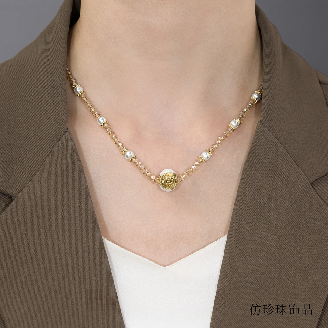 铜合金亚克力项链 铜合金 亚克力 黎卡芙[竹翠]项链