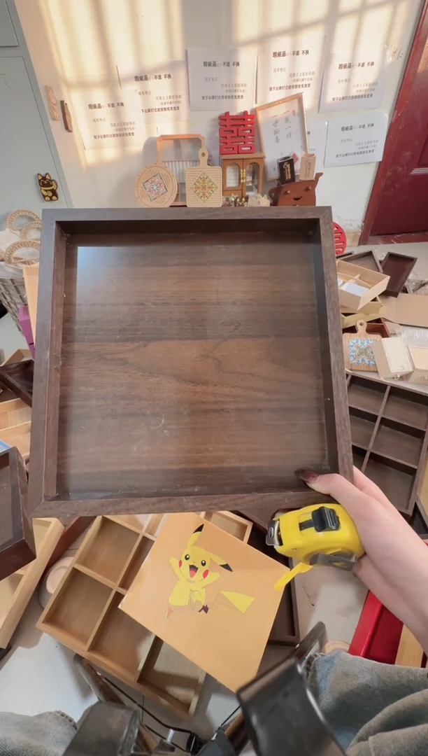 胡桃色正方形托盘微瑕不退不换无售后