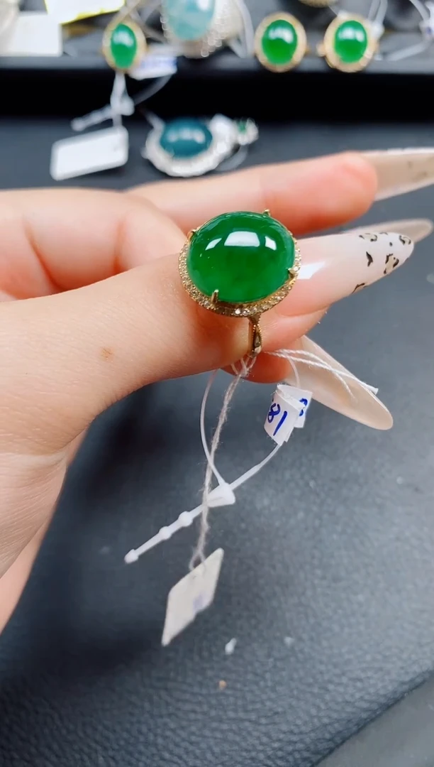 银S925镶嵌戒指翡翠翡翠