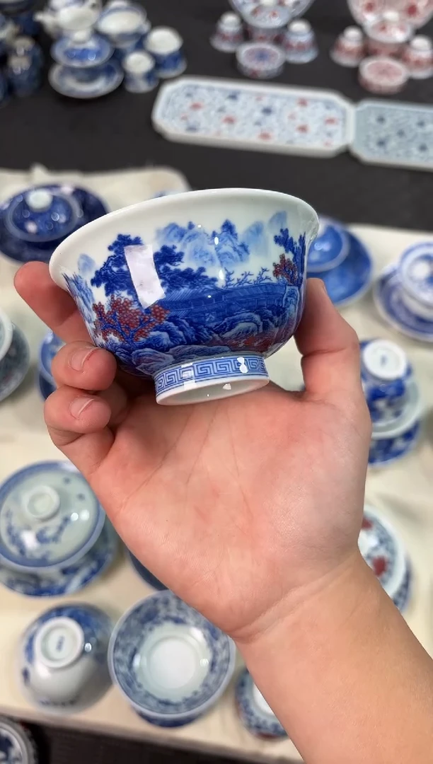 盖碗瓷景德镇陶瓷茶具清流圣境压手杯