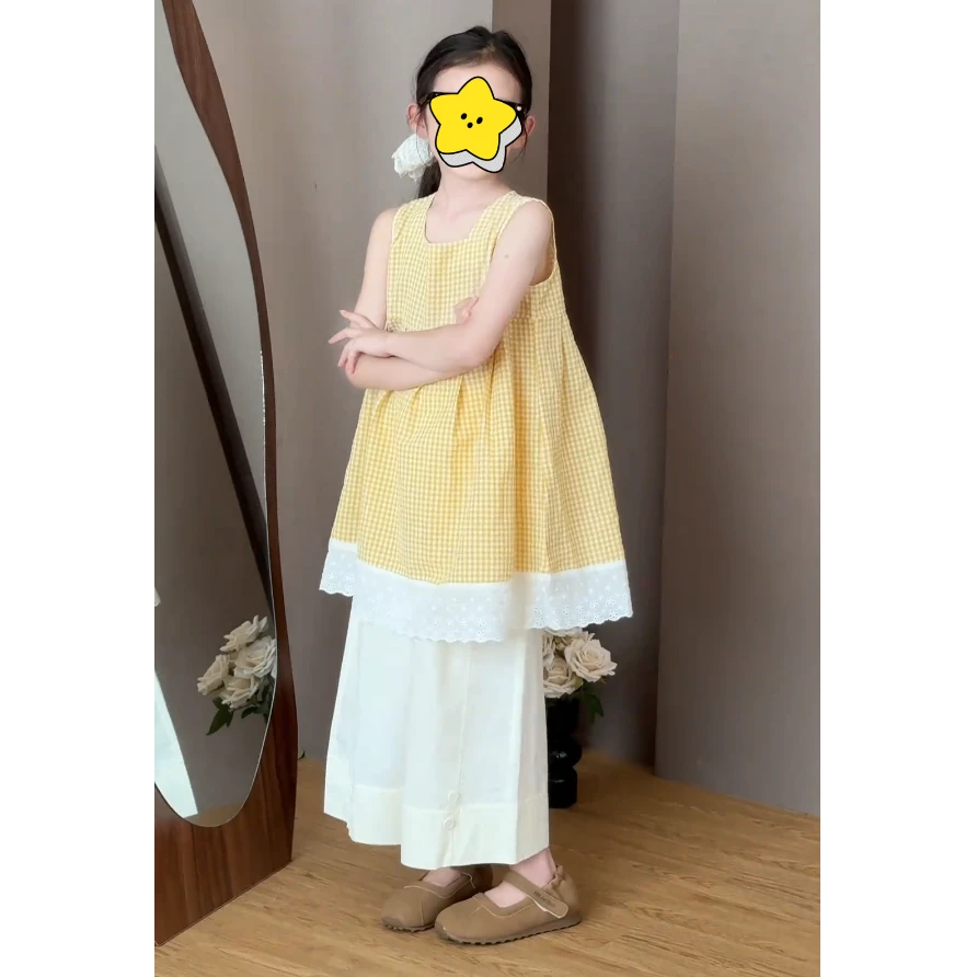 女童夏装套装2025新款儿童夏季宽松洋气娃娃衫中大童休闲裤套装潮