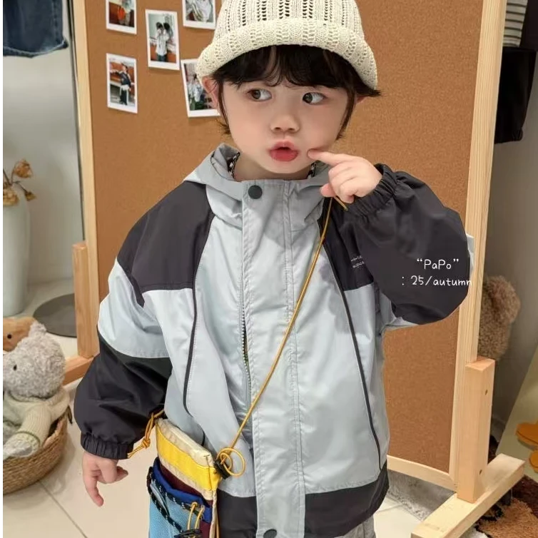 B级撞色普通外套印花小童中童连帽见详情拼色春秋休闲