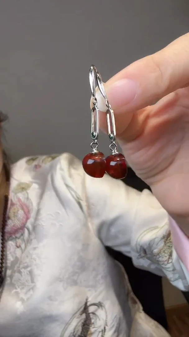 琥珀未镶嵌耳饰琥珀耳饰07