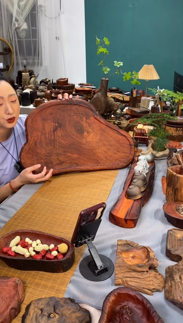 老挝红酸枝排水茶盘55-34-4