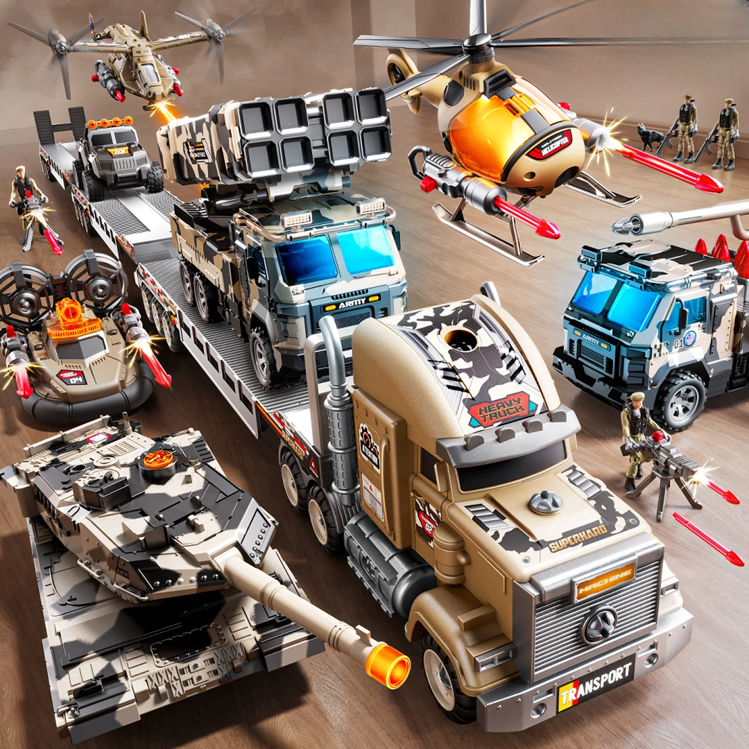 2025新款儿童玩具车男孩3到6岁军事导弹汽车套装男童爆款生日礼物