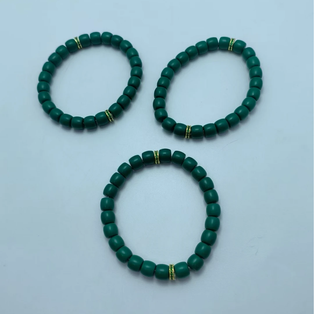 X389 高瓷带铁线蒙松绿老型隔珠8-手串 多样性发其一 气质 | 时尚