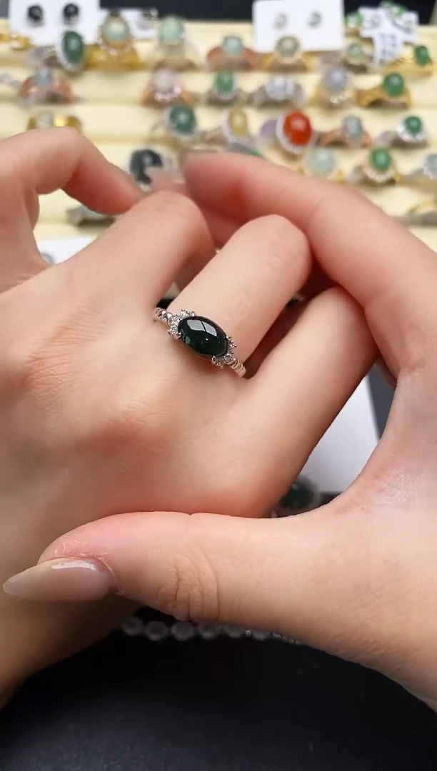 【闪购商品】翡翠戒指银S925镶嵌33333333+7