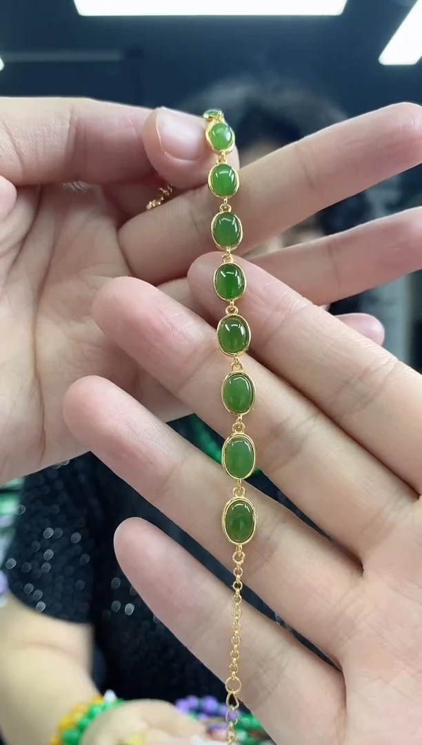 手链银S925镶嵌和田玉多样性发其一颜色微差