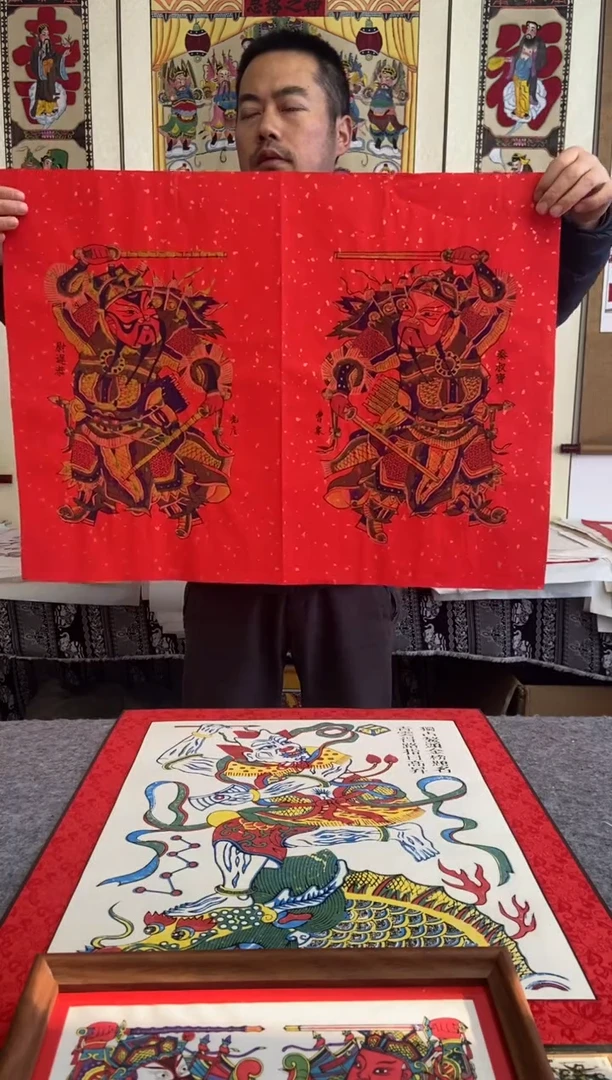 曹家秦叔宝尉迟恭大院们门神手工制作精品