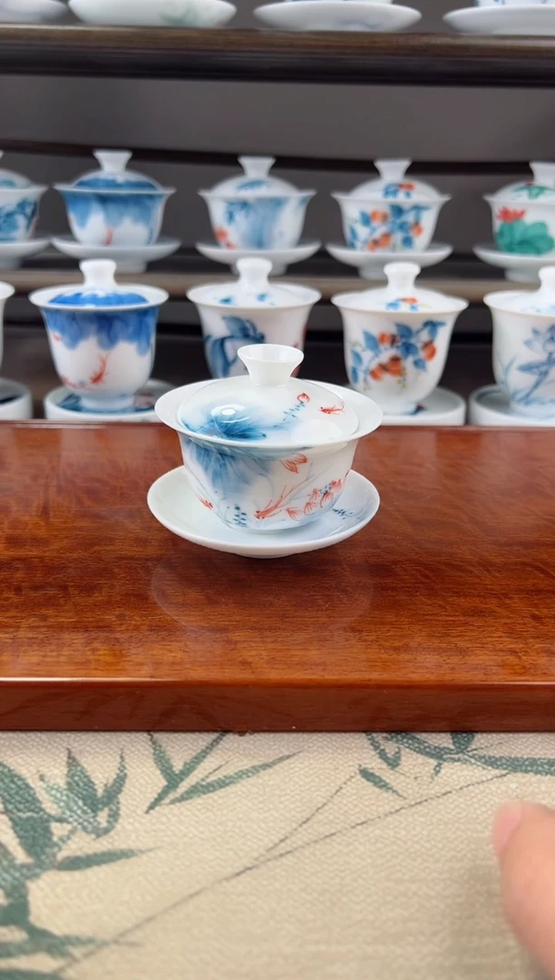 微瑕蓝莲80ml三才盖碗