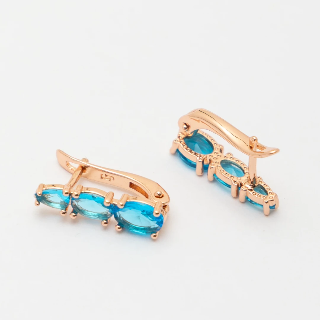 合金锆石耳饰 UR【顺丰包邮-无运费险】锆石水滴 瑰金色民族耳饰