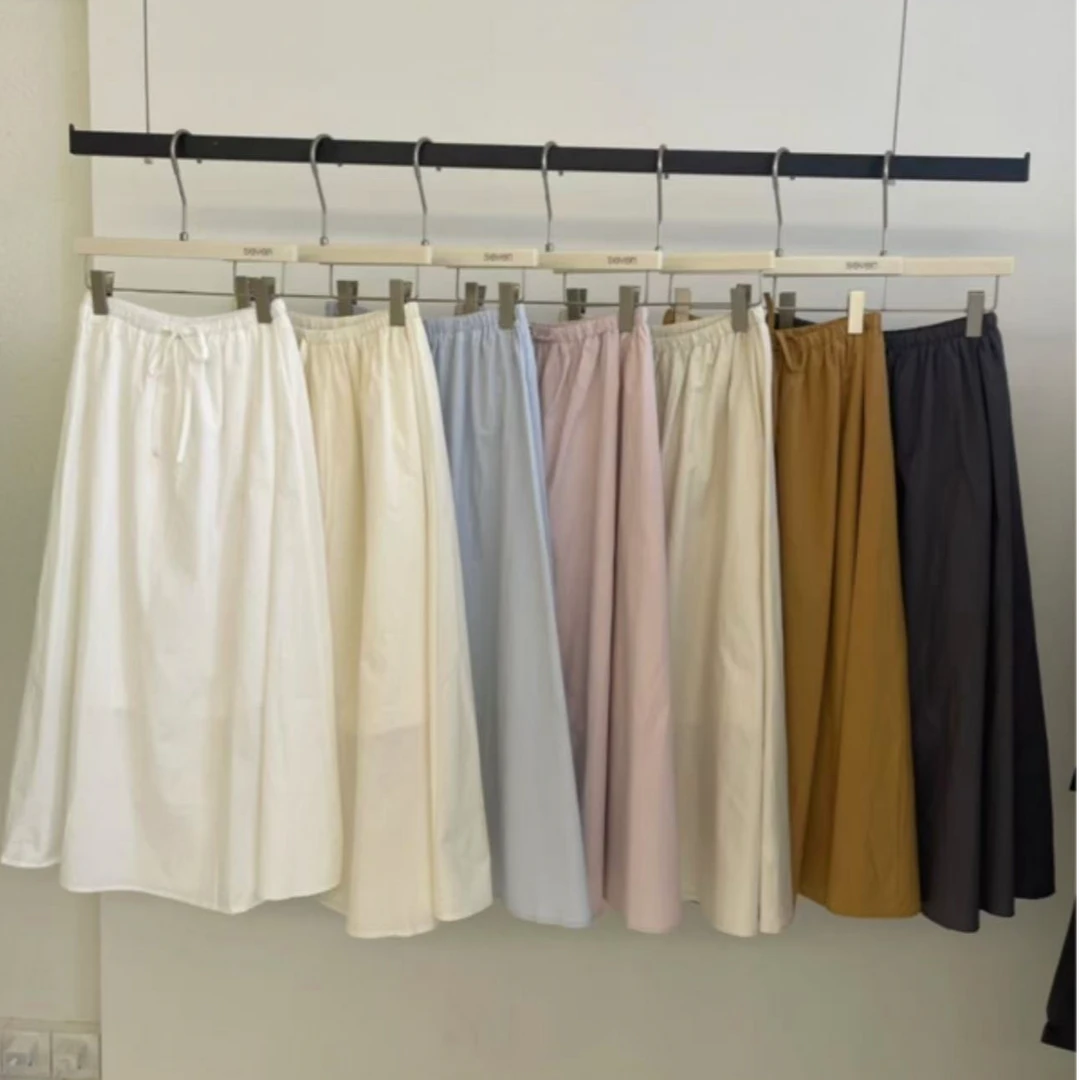 2025秋季新款韩系系带高腰遮肉减龄有内衬半身裙伞裙